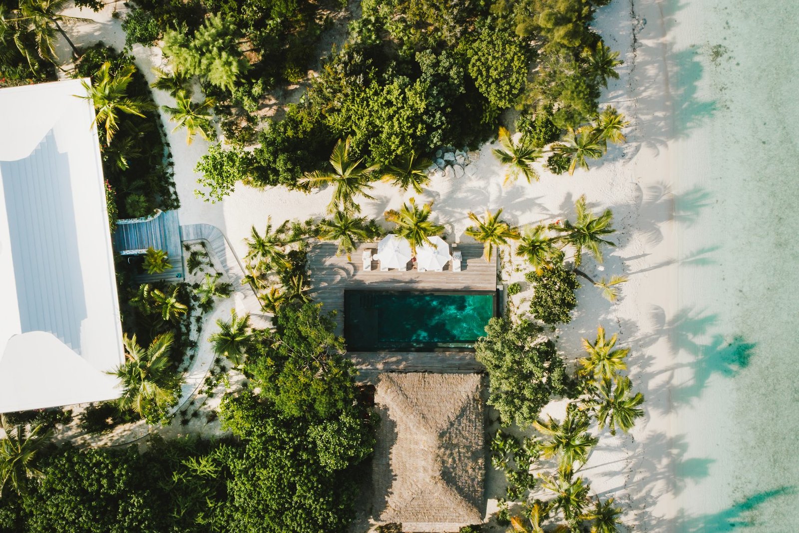 Overhead view of the pool and deck at Flight Central