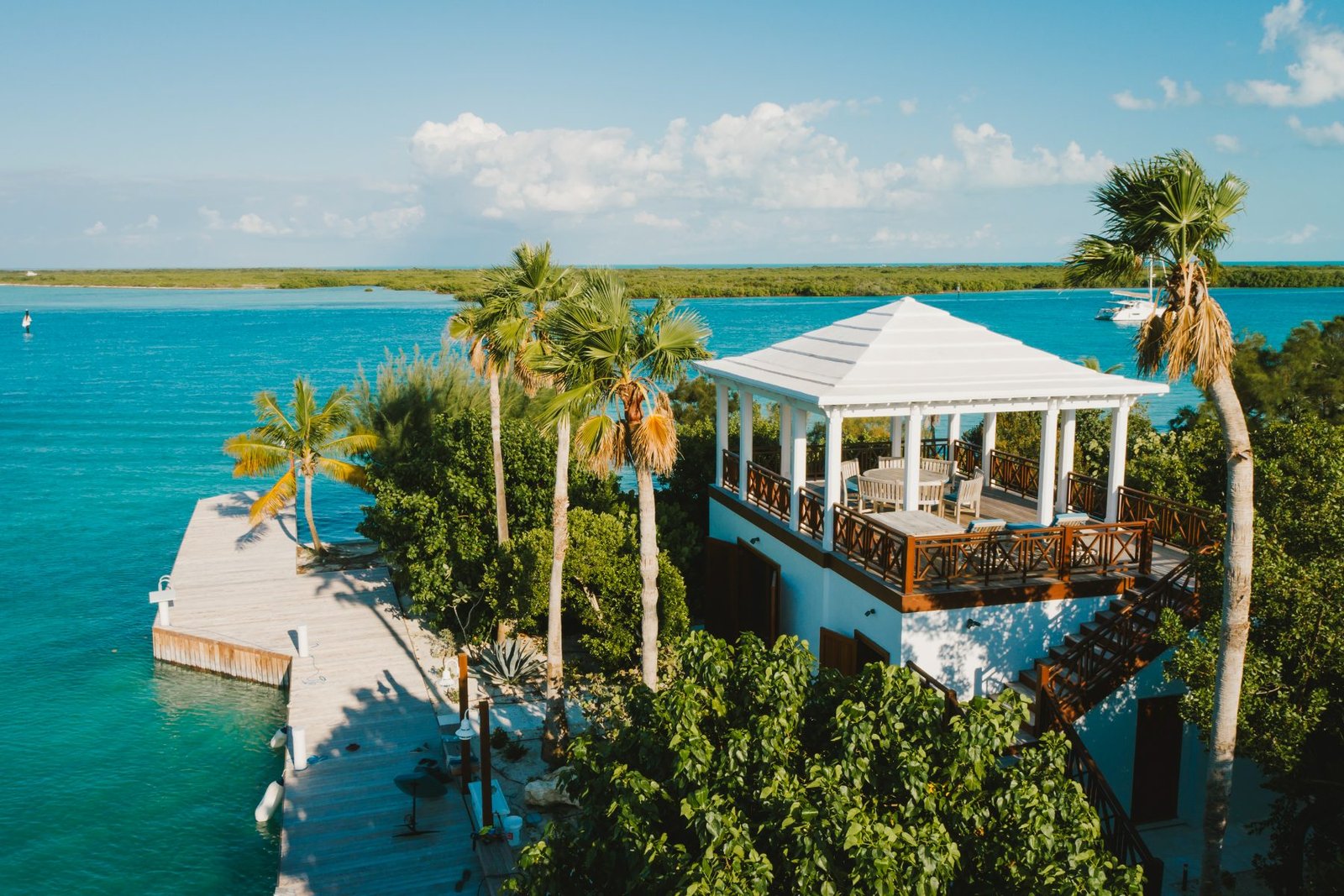 The gazebo and private dock at Flight Central